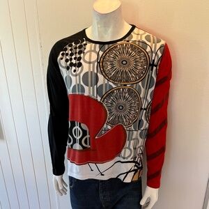 Custo Barcelona Men’s L/S Knit with Midcentury Modern Design